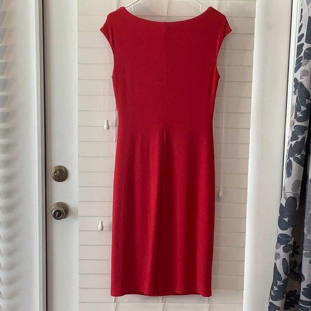 Ralph Lauren Drape Neck Size 10P Red Dress - Picture 3 of 9